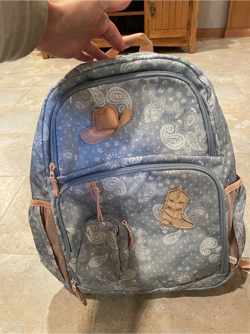 NWT Blue Paisley Cowgirl Patterned Full Size Backpack